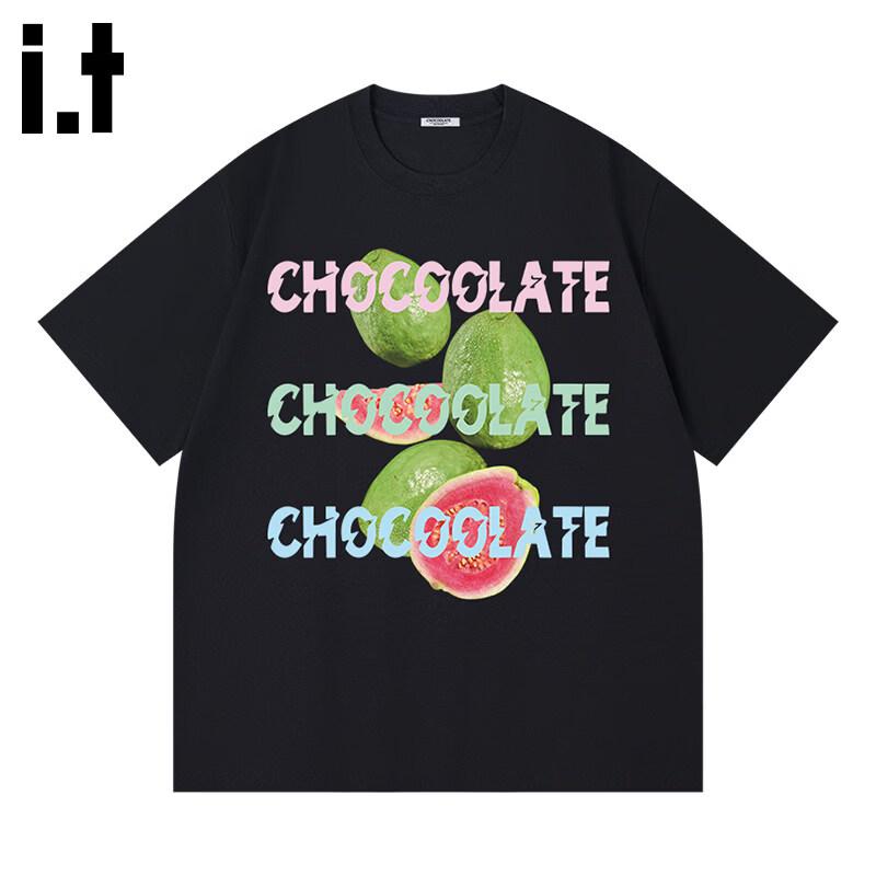 :CHOCOOLATEit Unisex Cotton Relaxed Fit Letter Print Short Sleeve T-Shirt