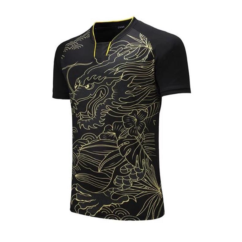 Unisex Schnelltrocknendes Drachenmuster Tischtennis-Uniformset - Sommer Kurzarm Sporttrikot für Training & Wettkampf