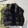 Women Mock Neck Zipper Up Solid Warm Vest Coat Casual Loose Thicken Jacket Coat Women Puffer Jackets Autumn Winter