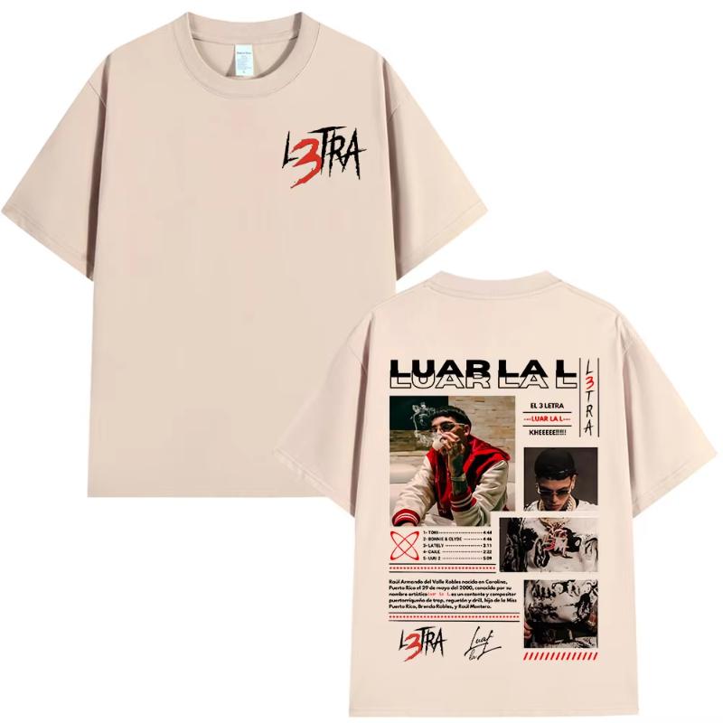 Rapper Luar La L Music Album L3tra T Shirts Unisex Unisex Hip Hop Fashion Short Sleeve Tshirts Vintage Oversized Tshirt Streetwear