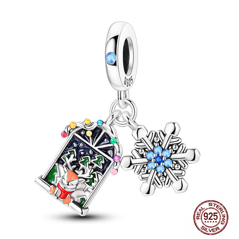 Christmas Charms Copper Fit Pendant Original Bracelets Santa Claus Snowflake Tree Gingerbread Man Beads Diy Jewelry