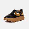 Fashion 2025 Spring Summer Thick-Soled Closed-Toe Sandals for Women Cowhide Casual Outdoor Beach Shoes Platform Hollow Roman Shoes