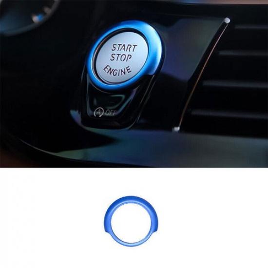 Blue Aluminum Ignition Switch Start Button Frame Trim For BMW 5 Series 2018-
