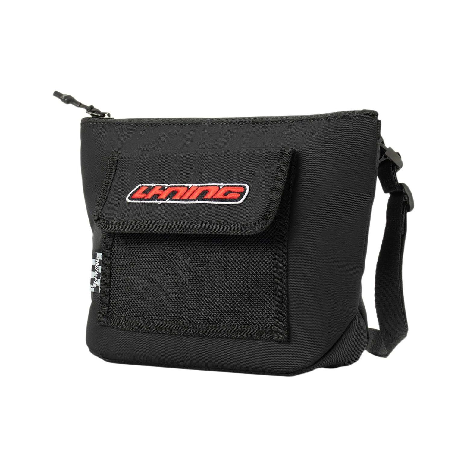 Li Ning Sports Lifestyle Letter Embroidery Logo Polyester Single Shoulder Crossbody Bag Unisex bags Black ABDS008-1 Black