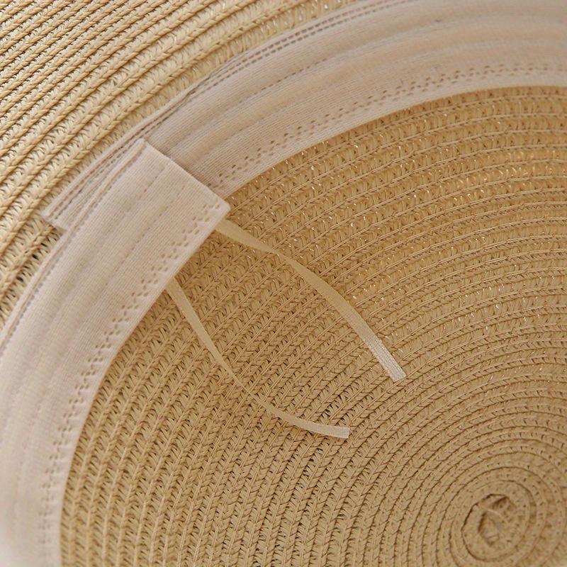 Summer Women's Small Fresh Butterfly Bow Beach Straw Hat, Adjustable Sun Hat, Holiday Outdoor Sunshade Headwear.