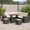 8-piece Garden Sofa Set with Black Poly Rattan Acacia Cushions, 3-piece Garden Dining Set 3363955