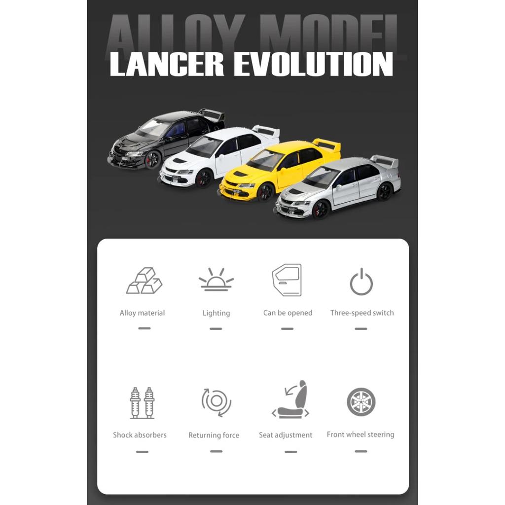 1/32 Mitsubishi Lancer Evolution Super Sports Racing Metal Alloy Diecast Car Model Sound & Light Collectibles Hobby Present
