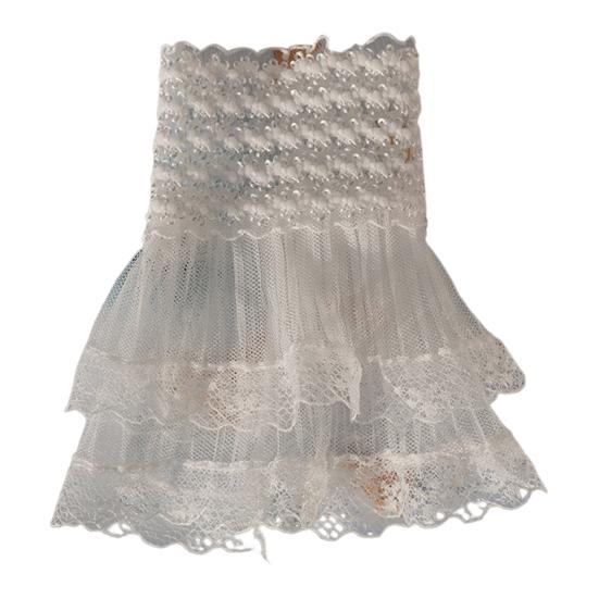 1 Pair Women Prom Gloves See-through Lace Hollow Out Ruffle Edge Thin Wrist