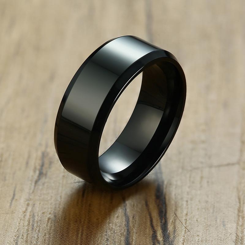 Vnox 6/8mm Plain Ring for Men, Glossy Stainless Steel Basic Wedding Band, Casual Classic Simple Boy Finger Jewelry #6 -#13