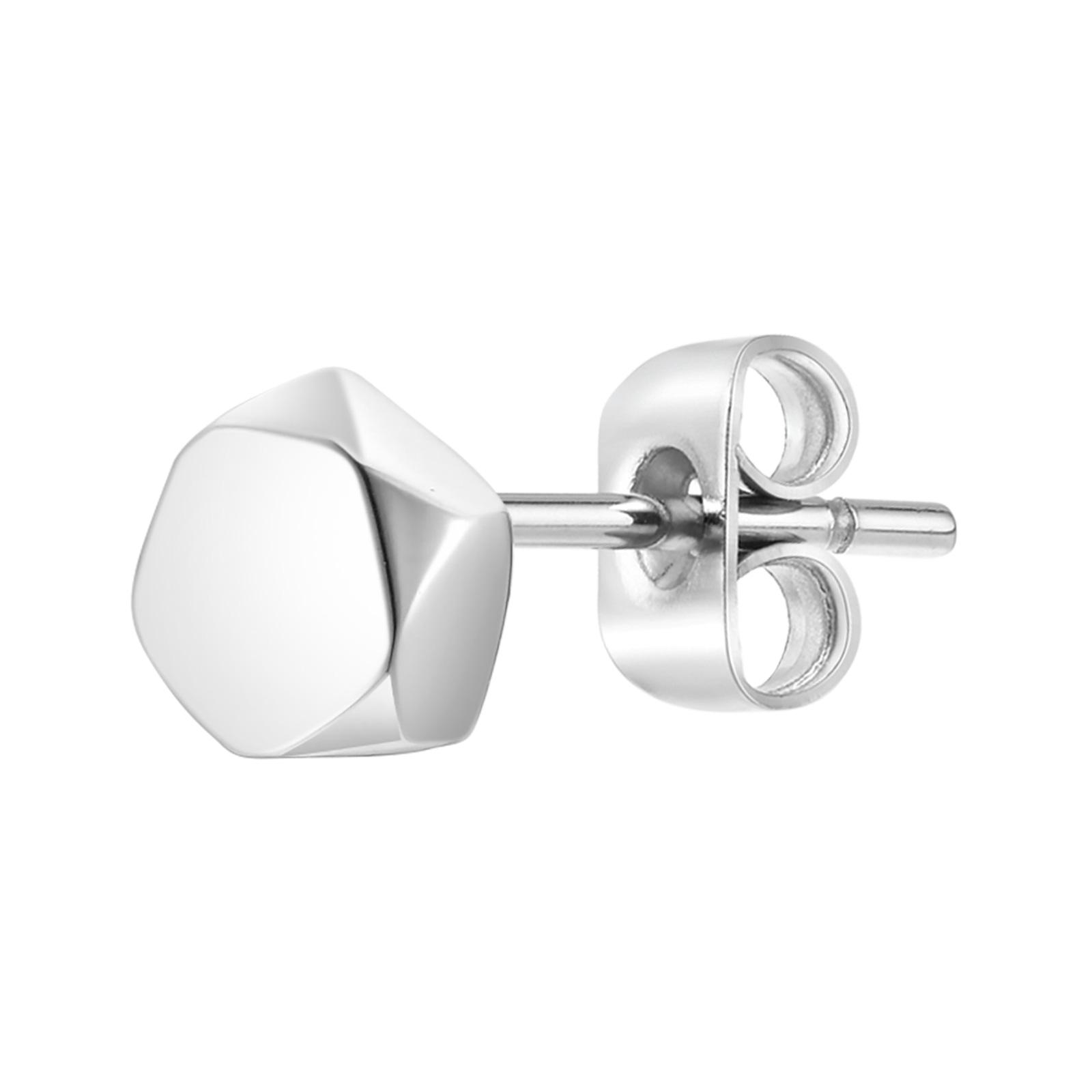 6mm Small Cute Rhombus Screw Ball Stud Earrings For Women/Men Geometric Hexagonal Ear Bone Studs Simple Jewelry