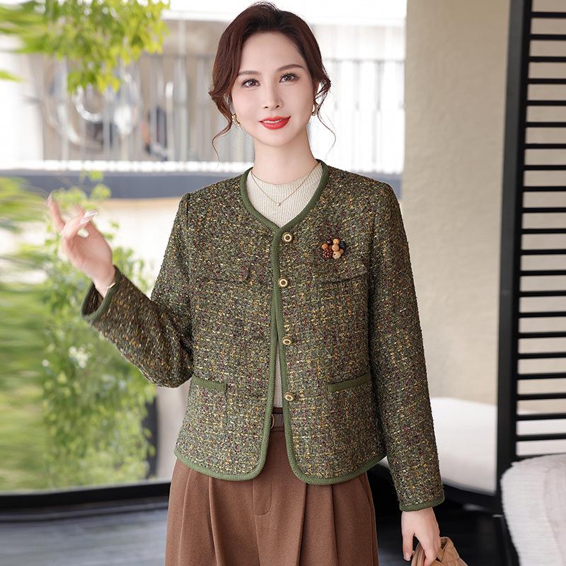 

Elegant Spring Floral Jacket - Youthful Style for Middle-Aged Women, 2026 Collection, Round Neck Design 4XL [150-165 lbs]