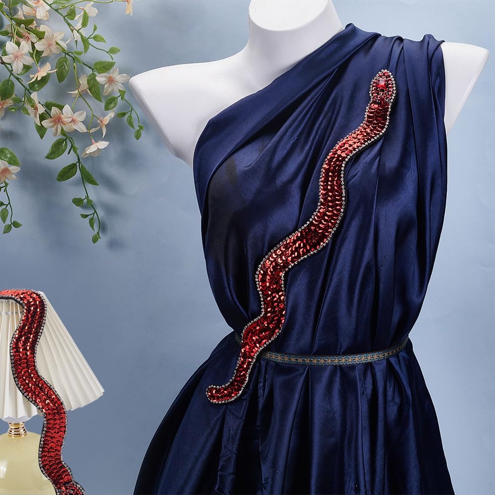 

FINGERINSPIRE 2 шт. нашивки в форме змеи 17,7 дюйма пришивные большие нашивки со стразами в виде змеи красные пайетки аппликация для шитья вышитая аппликация для DIY