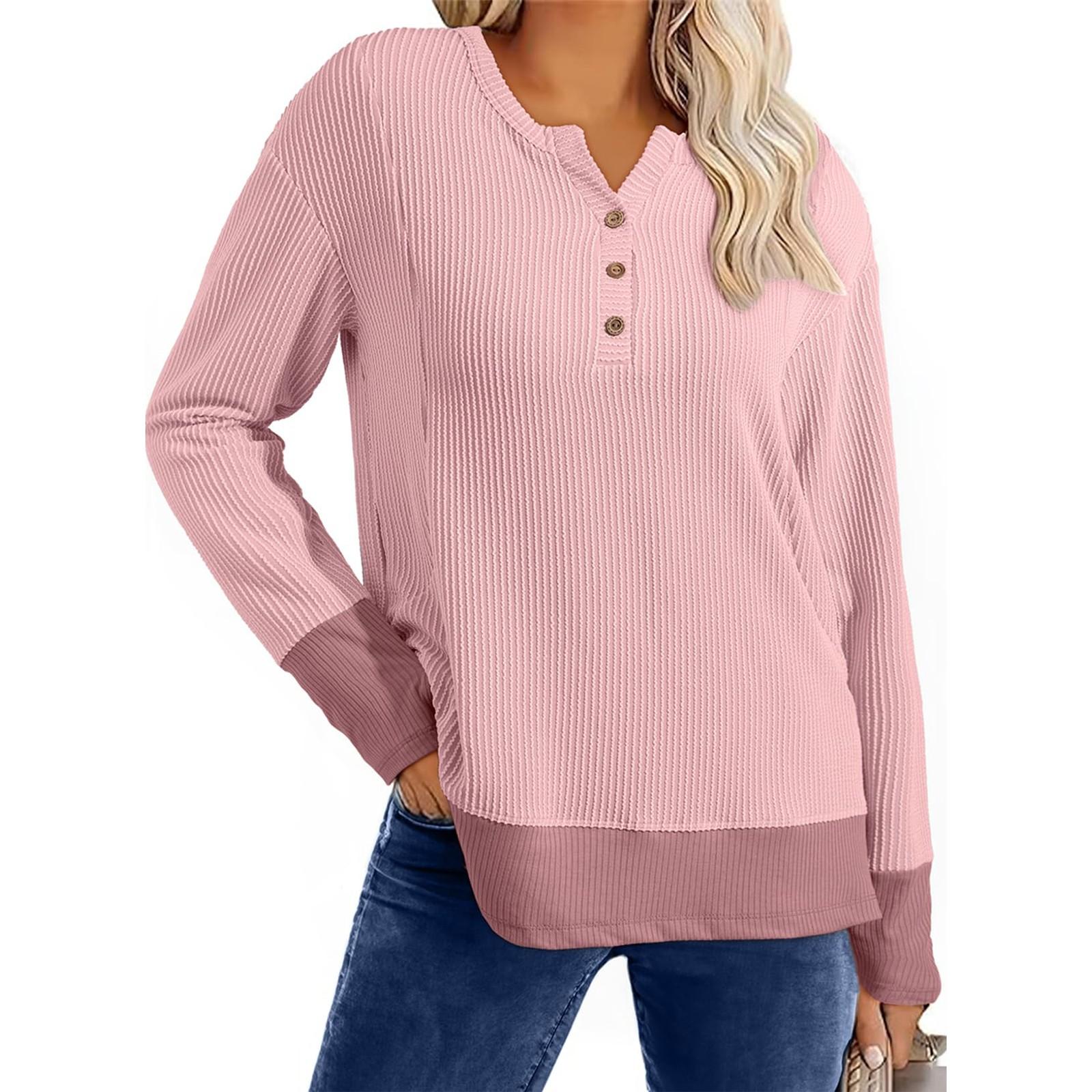 

Женские толстовки с V-образным вырезом, повседневные удобные модные наряды, одежда S розовый