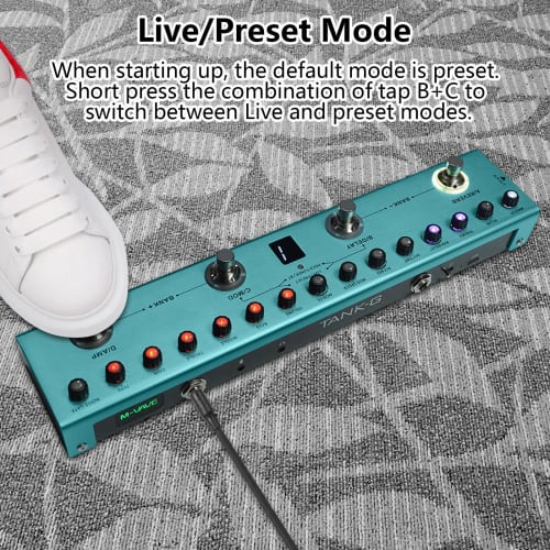 Xtahdge Guitar Multi-Effects Pedal with 3-Band Equalizer, XLR Balanced Output, 3 Delays, and 3 Reverbs, Bluetooth Connection, Type-C Rechargeable, for