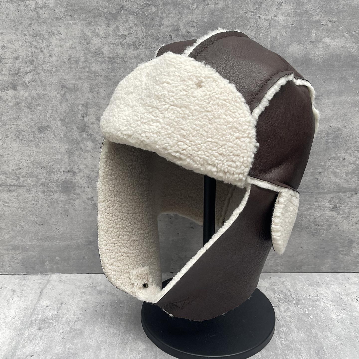 

Winter Leather And Fur Integrated Warm Travel Northeast Windproof Hat Plush Lei Feng Hat Men S And Women S Outdoor Ear Protection Flying Hat M（56-58cm）