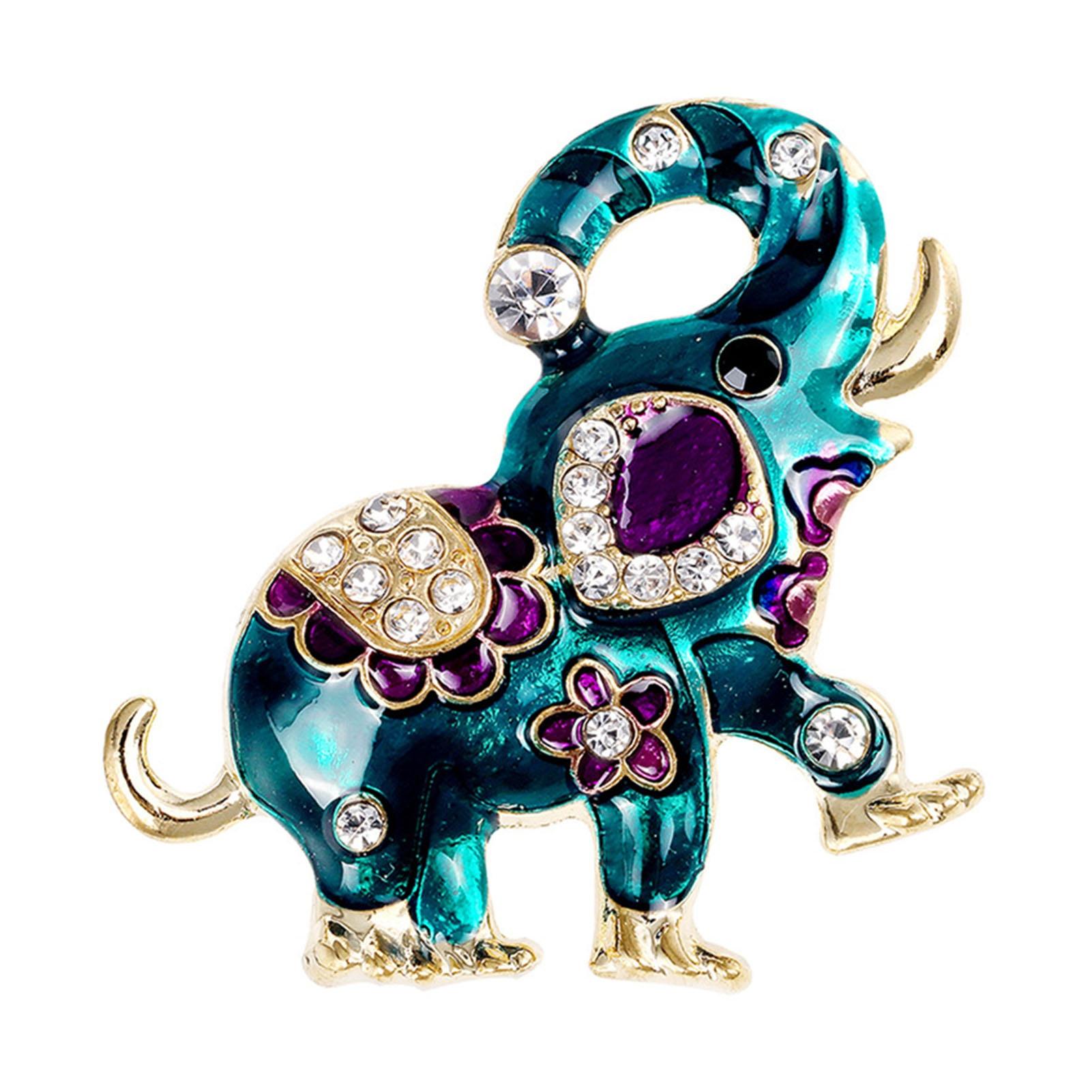 

Милая брошь в форме слона в этническом стиле - булавка с инкрустацией блестящими стразами, значок на лацкане костюма, аксессуары к фраку зелёный