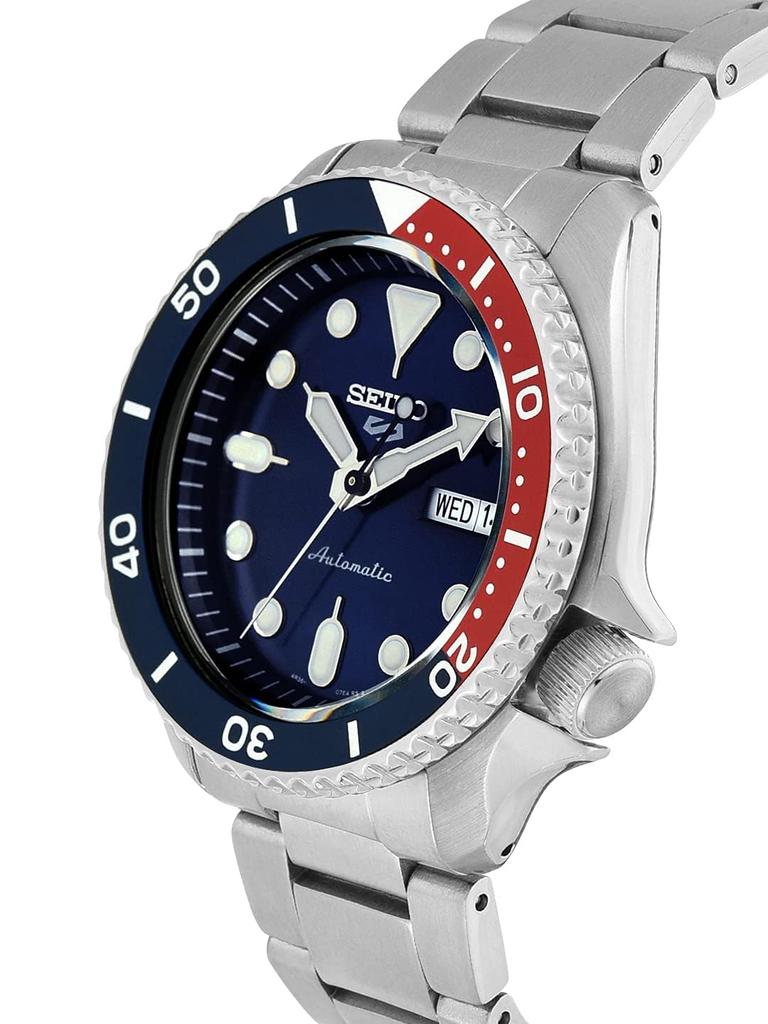 Seiko Reloj automático de acero inoxidable con bisel deportivo de 5 pulgadas SRPD53K1 Reloj 'Pepsi' para hombre