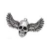 Fallen Angel Skull Pendant Necklace Men's Stainless Steel Gothic Biker Jewelry Adjustable Chain Gift Halloween Party Accessories