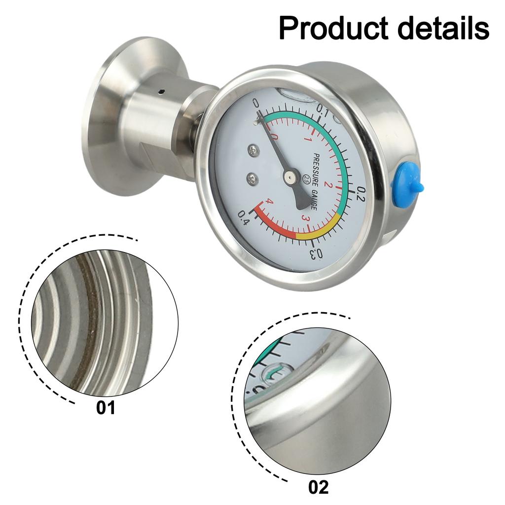 1pc 0-0.4MPa Manometer YTP60 Sanitary Diaphragm Pressure Gauge 50.5mm OD Tri Clamp Membrane Pressure Gauge Diaphragm Gauge