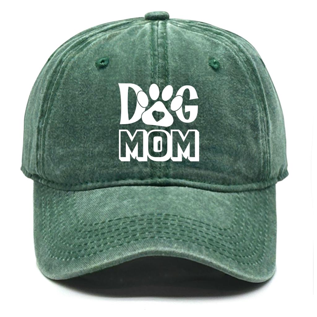 DOG MOM Print Adjustable Sun Hat Cotton Caps For Man Washed Retro Raw Brim Snapback Caps Ideal Choice For Casual Wear