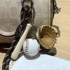 Faux Leather Baseball Keychain Dachshund Charm Keychain Mini Baseball Bat Glove Bag Charm Cute Dog Keychain for Backpack Handbag