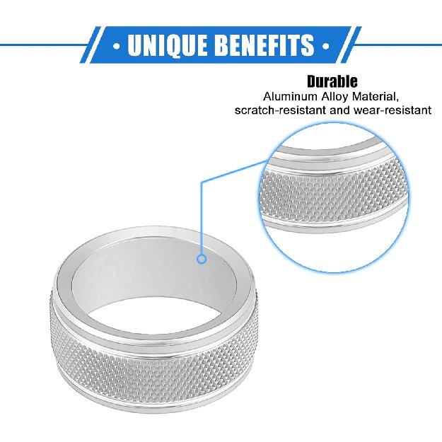 2 Pcs AC Climate Control Knob Ring Compatible for Toyota Camry 2021-2023, Durable Aluminum Alloy Silver Tone Interior Air Conditioning Knob Ring