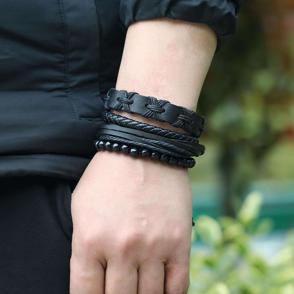 Retro Braided Leather Bracelet Set for Men - DIY Personalized Jewelry Accessories