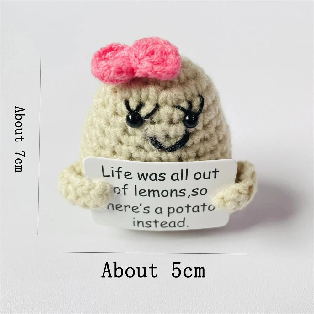 Komik Pozitif Enerji Patates Sarılma Cep El Dikişi El Yapımı Peluş Yün Örme Bebek Kartlı Ev Oda Noel Dekoru Hediye