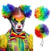 Clown Wig Curly Voluminous Ponytail Hairbands with Red Nose Easy To Wear Adjustable Synthetic Fiber Clown