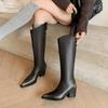 Podzimní a zimní dámské kožené boty kožené velká velikost dámské boty zadní zip martinky nové gumová podrážka kulatá špička vysoké boty ženy