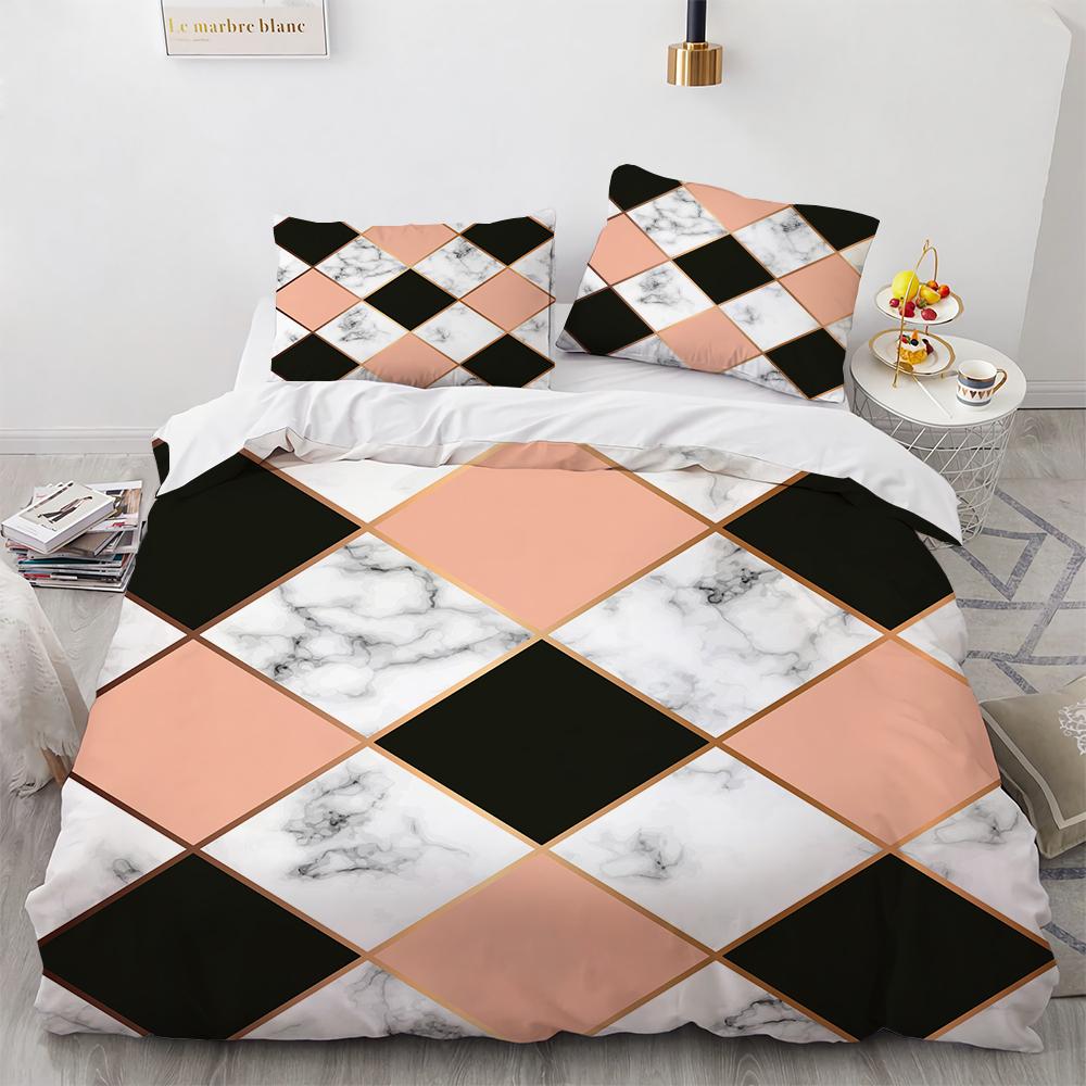 

Geometric luxury honeycomb stone pattern 3D printed bedding set queen size 2/3pcs microfiber duvet cover cool style 135x200cm