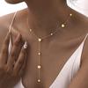 Herz-Tropfen Lariat-Kettenhalskette für Damen, Y-Form Lange Kette Edelstahl 18 Karat Goldfarbe Mehrschichtiger Schmuck