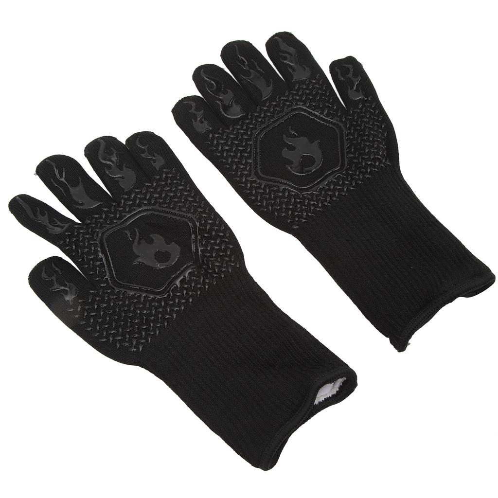 BBQ Gloves Fireproof 800 Celsius  Heat Resistant Double Sided Silicone Large Grill Gloves for Oven Barbecue Cooking