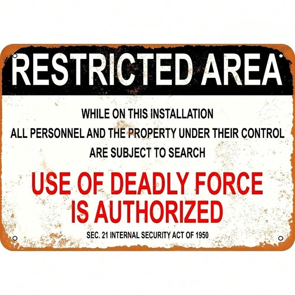 Vintage Metal Tin Sign 8x12 Inches Garage Warning Wall Decor