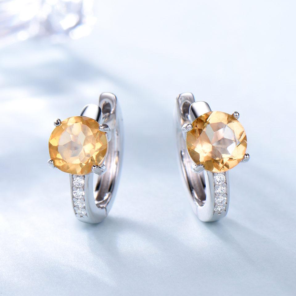 2024 Luxury Earrings High Quality 925 Sliver Women Earring Citrine Round Zirconia Custom Hoop Earrings Fashion Jewelry