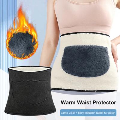 Waist Warmer Thermal Fleece Lining Abdomen Back Warmer Belt Warm Belly Wrap Women's Lower Back Support Waistband for Winter Sports