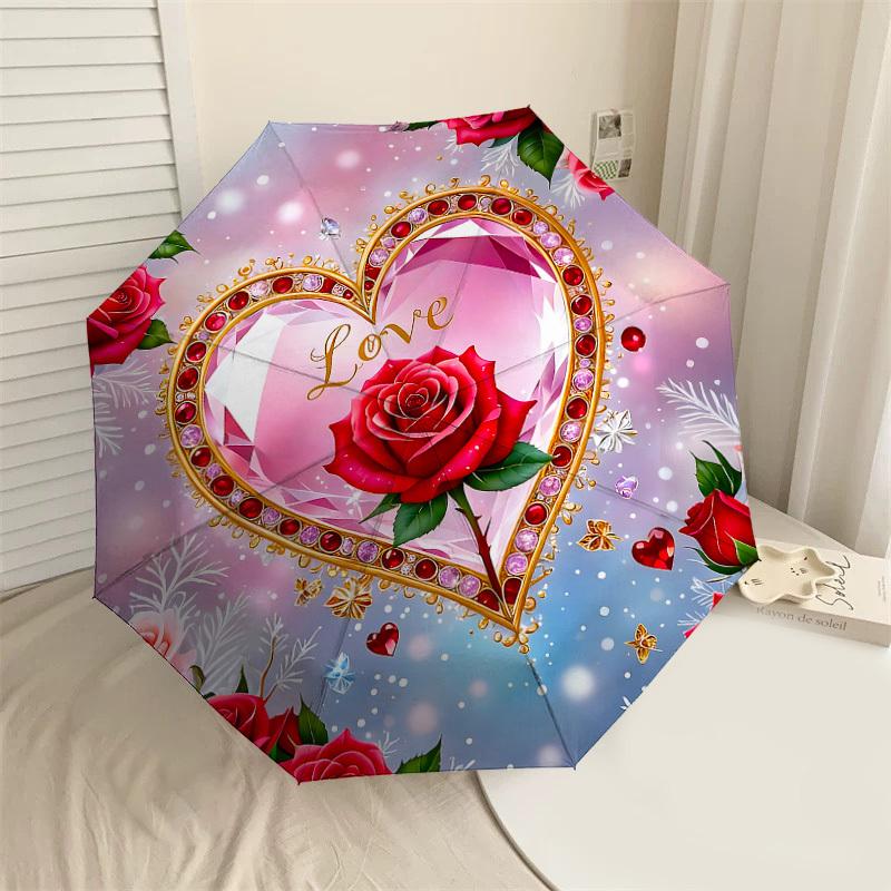 

1PC Love Heart Umbrella-8-Rib Reinforced, Automatic Open, Lightweight & Durable, Cute Fashion Accessory for Outdoor-P30