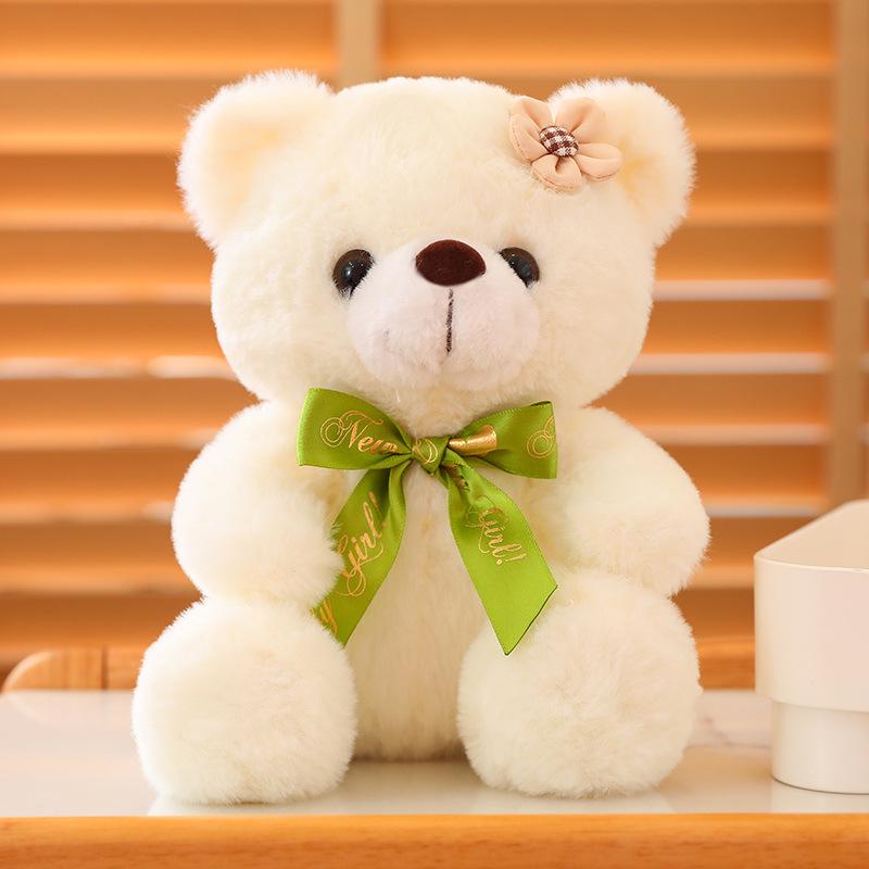 Cute Flower Ribbon Teddy Bear Plush Toy - Colorful Bear Doll Gift for Valentine's Day