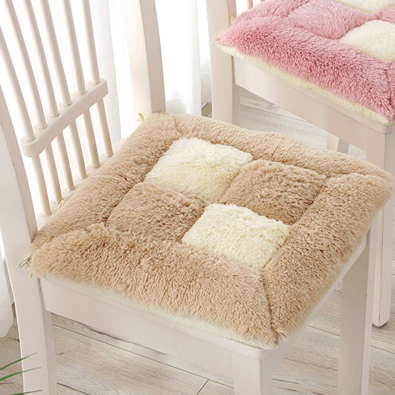 Зимняя плюшевая подушка, подушка для общежития, офисное кресло, подушка для автомобильного сиденья бежевый