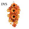 Decorative Sunflower Berries Garland Fall Maple Leaf And Teardrop Swag for Farmhouse Front Door Decor, 50x37cm Realistic Foliage Wreath Artificial