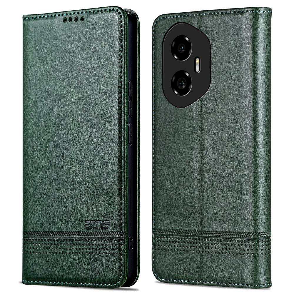 

AZNS For Honor 300 Case Cowhide Texture PU Leather Wallet Phone Cover Green