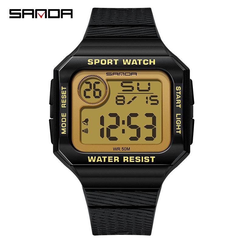 Sanda Youth Multi-functional Square Display Luminous Outdoor Electronic Watch