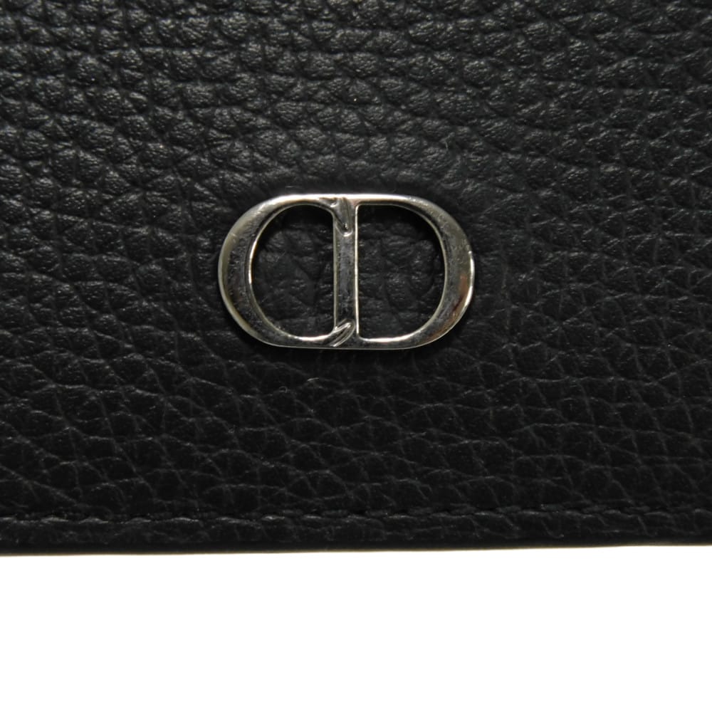 Used 10656 CD Icon Card Holder 2ESCH135CDI_H00N 7946 Current Icon Signature Grain Calfskin Pass Case/Business Card Logo