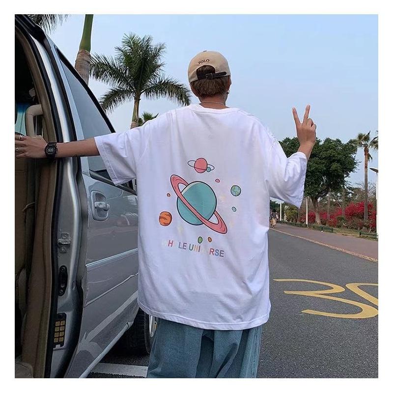 Męskie koszulki z krótkim rękawem list nadruk graficzny moda markowe koszulki dla mężczyzn odzież męska koszulka casual mężczyzna lato koreański Retro topy dla