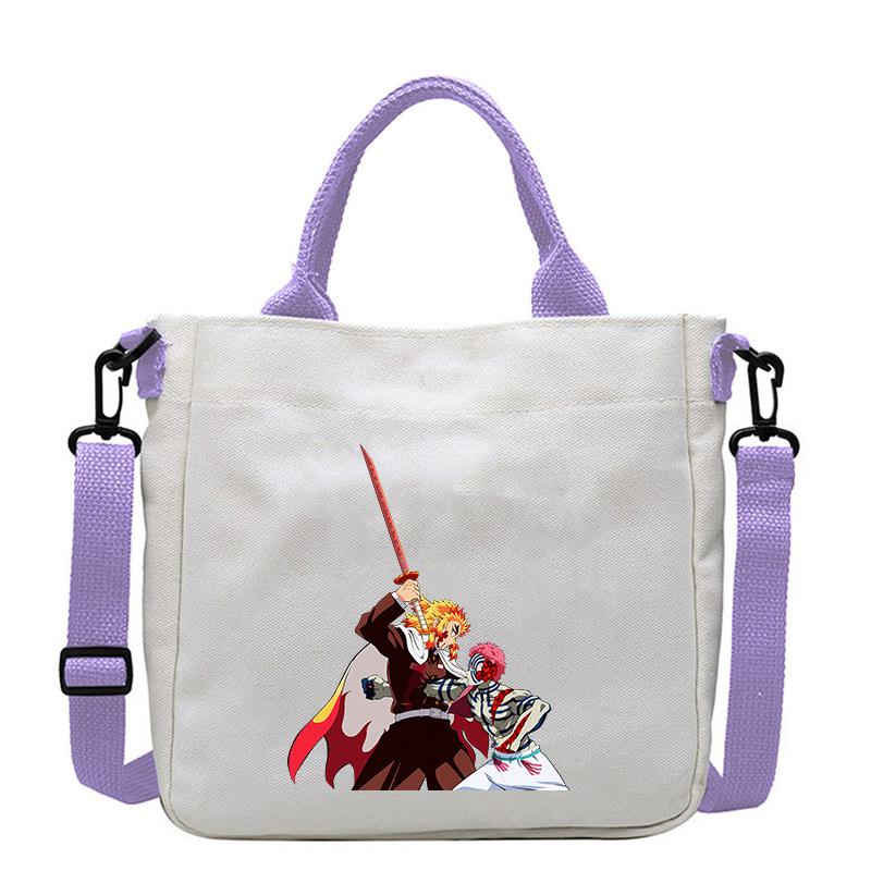 Japan Cartoon Comics Akaza Demon Slayer Print Canvas Shoulder Bag Women's Commuter Bag Handbag 7553