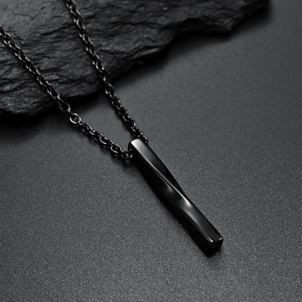 Personality Geometric Square Spiral Pendant Necklace for Mens Hip Hop Rock Chokers Stainless Steel Chain Punk Party Jewelry Gift