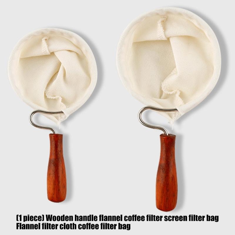 Holzgriff Flanell Kaffeefilterbeutel Waschbarer Stoff Kaffeesocke Sieb Teefilter Für Pour Over Zubereitung Mit