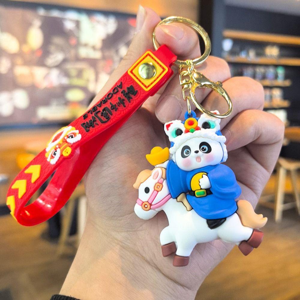 Chinese Style Panda Keychain Pendant Traditional Cartoon Horse Bag Pendant Pony Pendant Gift