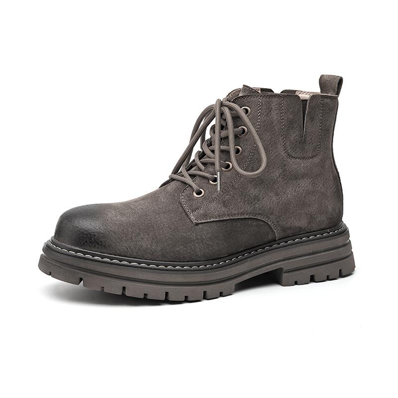 

2025 Летние дышащие ботинки Martin мужские кожаные Palace Anbang Loose School Tooling Trend Desert Chelsea Boots 4514-R 44 серый