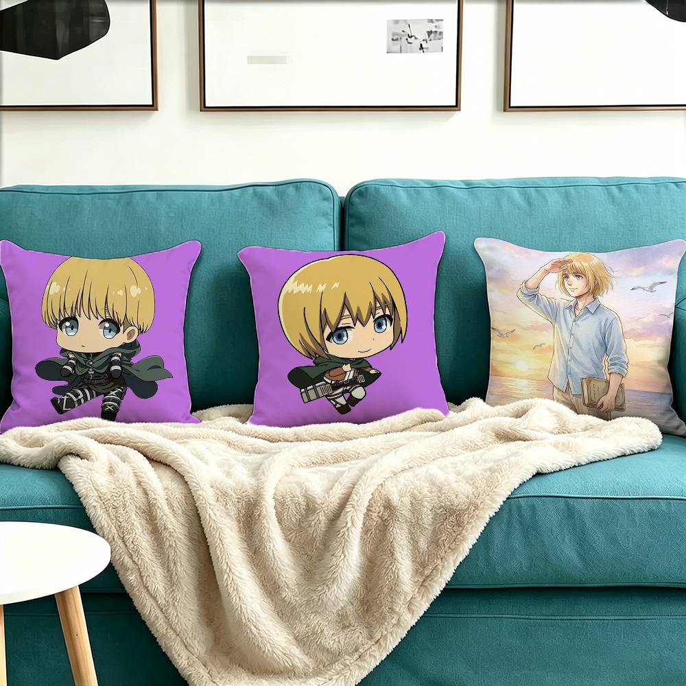 A-AOT Armin Arlert Square Double-Sided printed Pillow Case Bedroom Bedside Pillow Sofa Cushion Cover